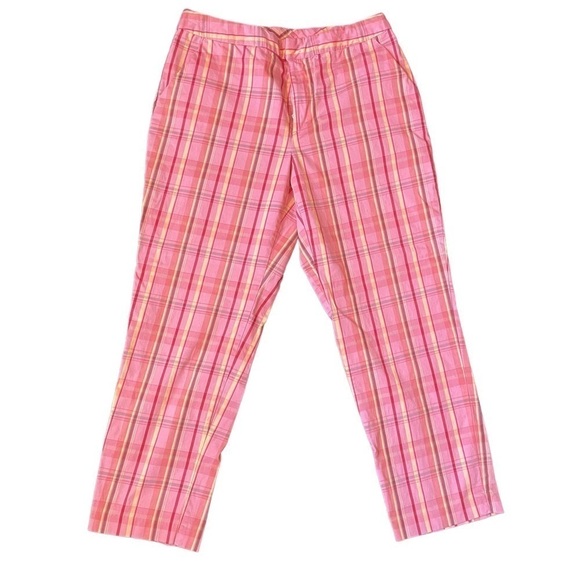 Women’s Checked Pink & Orange Cropped Pants - Picture 1 of 9